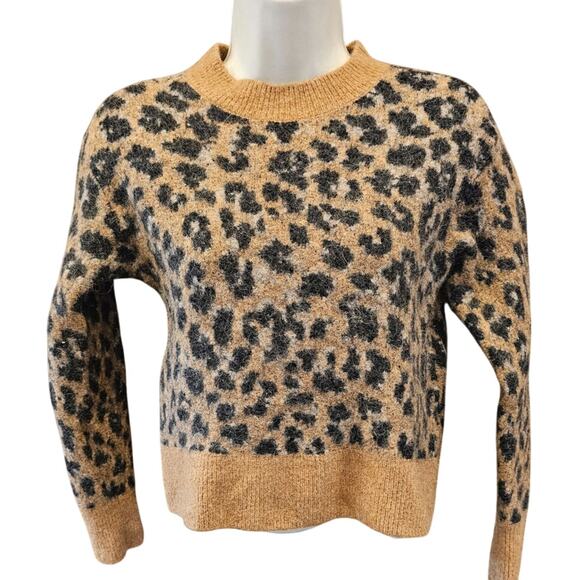Frame cheetah print alpaca wool blend cropped sweater M (PETITE?) Casual winter - Picture 1 of 10